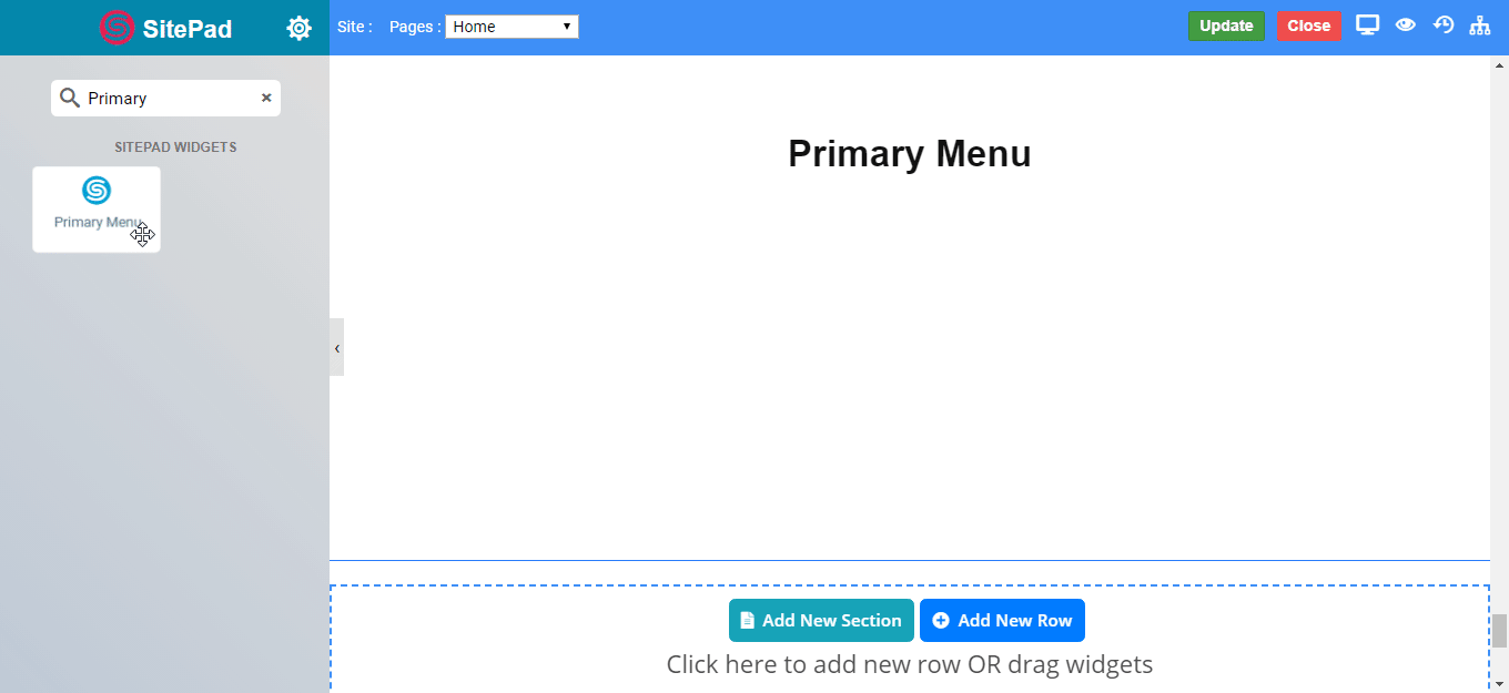 Primary Menu Overview